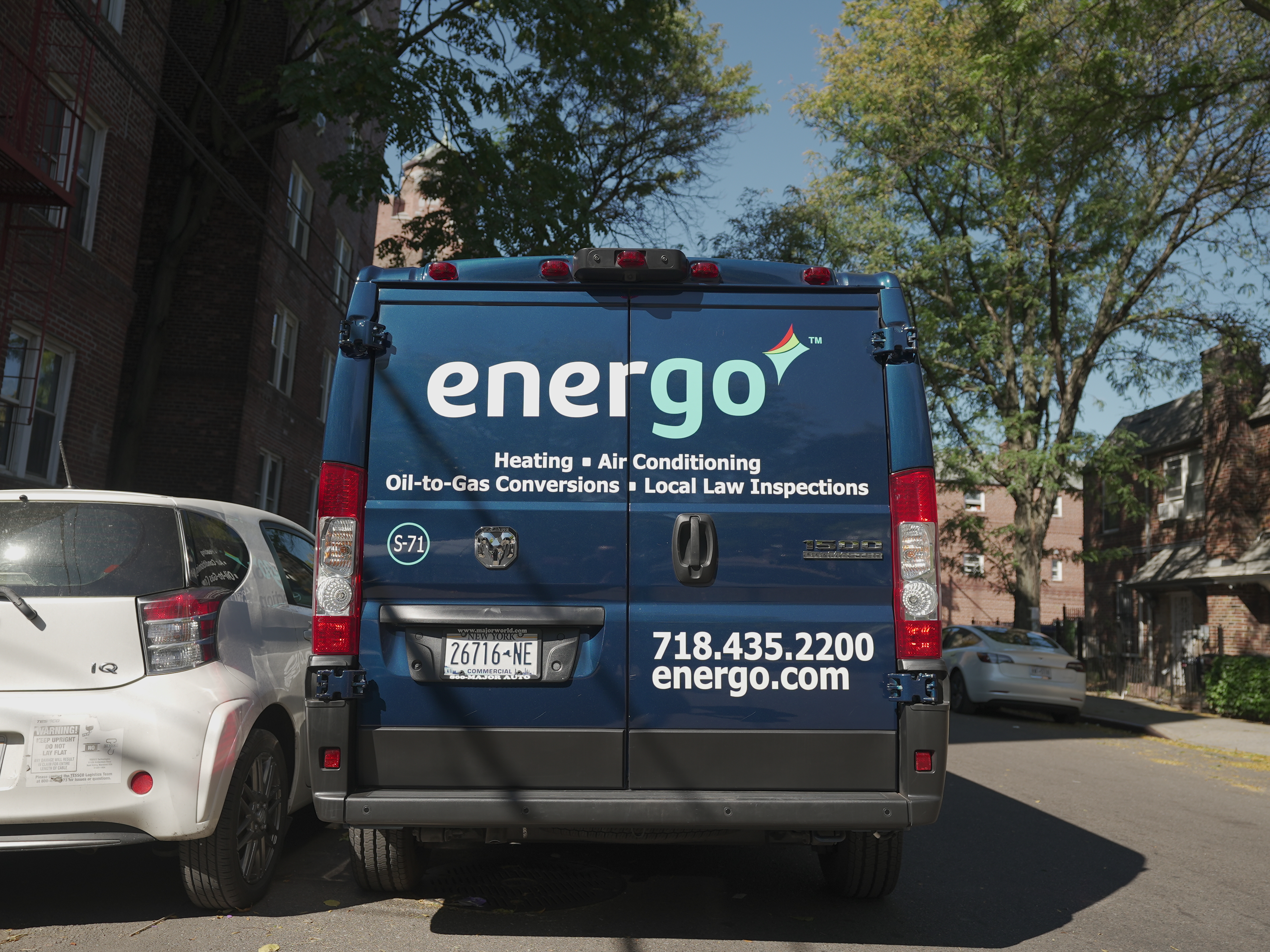 Energo service van driving through Manhattan street