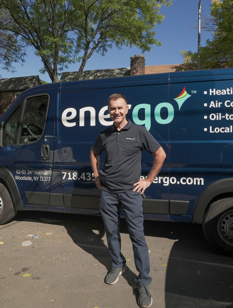 Energo service van supporting oil-to-gas conversions in NYC
