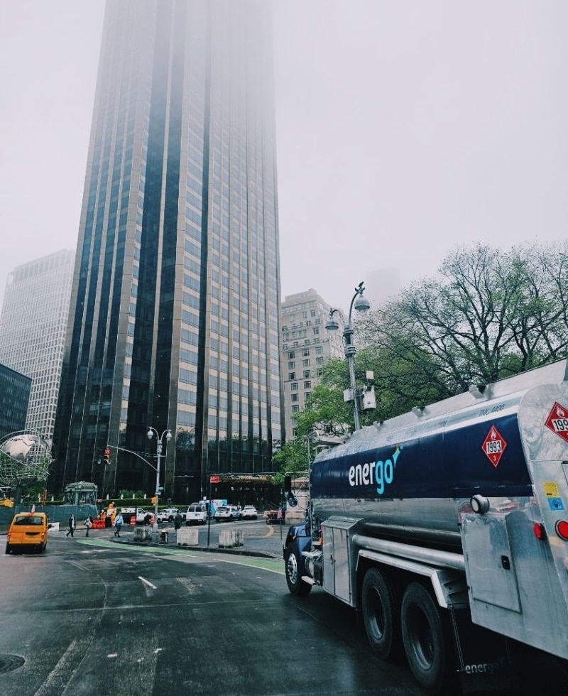 Energo van from the back on a busy New York City street (cropped)