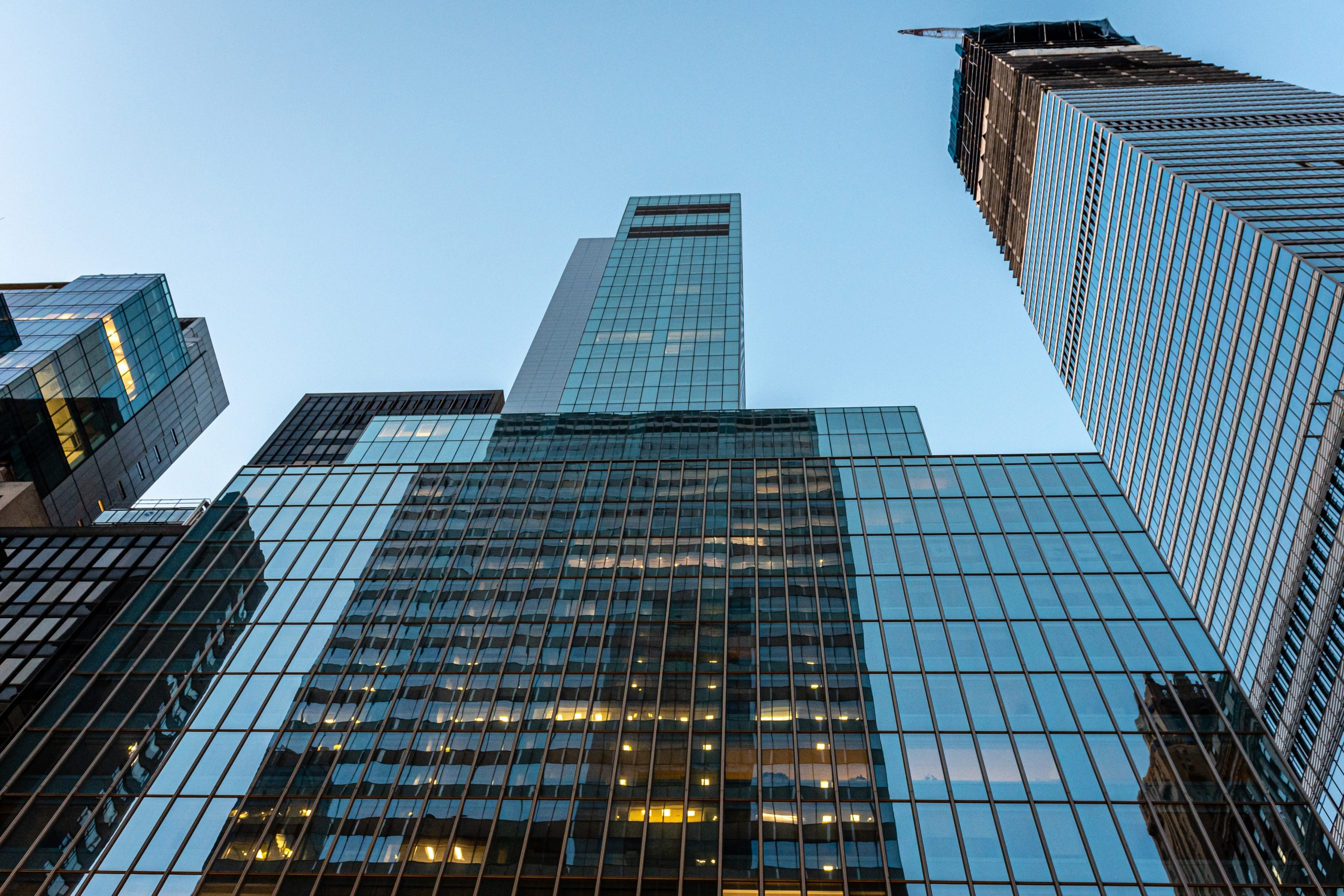 NYC modern skyscraper exterior with glass façade