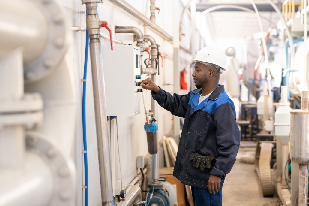 Energo field service technician performing boiler inspection