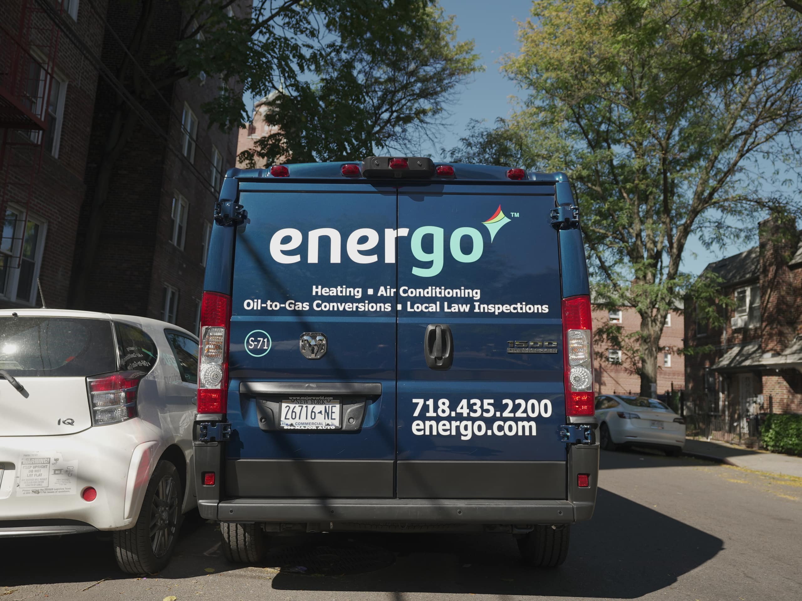 Energo service van parked on residential street