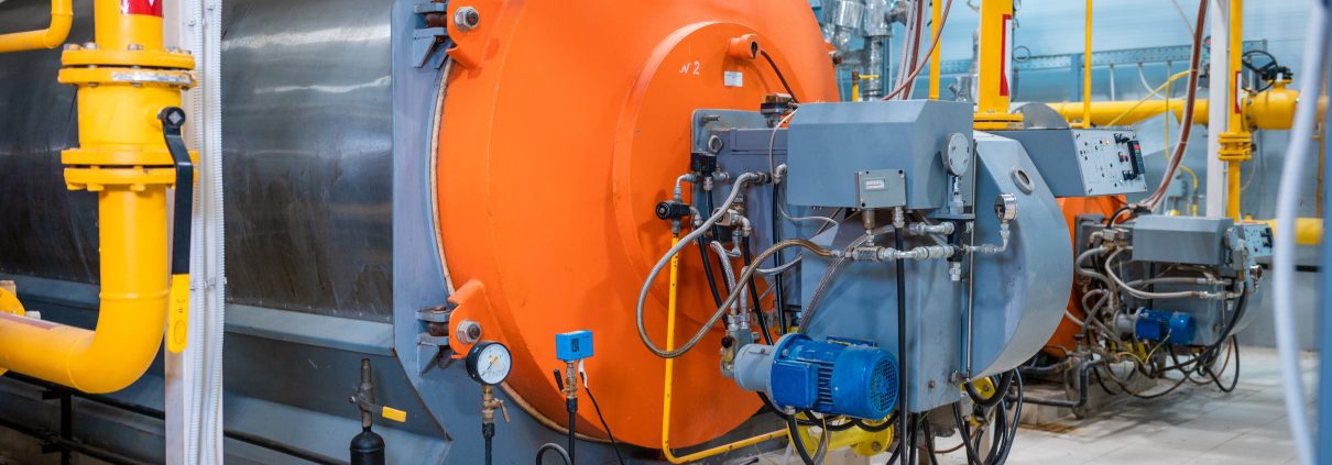 Backflow prevention equipment in commercial boiler room